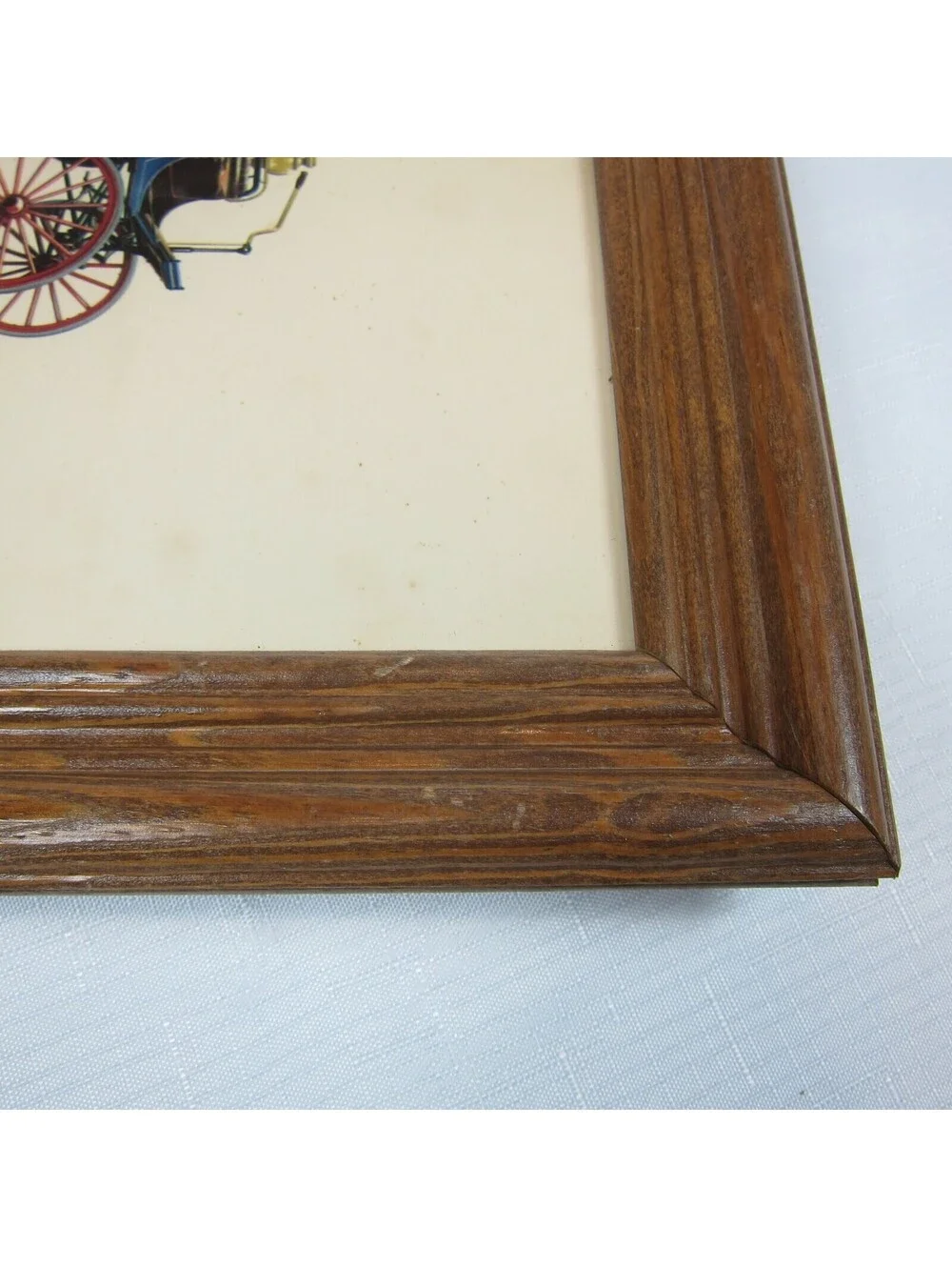 1897 First Oldsmobile Antique Auto Lithograph Print 12x10 Wood Framed in Glass